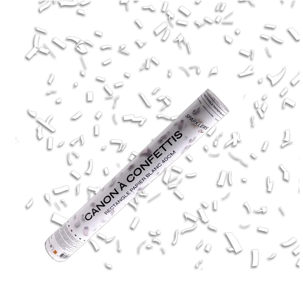 Cañones de confeti blanco de 40 cm