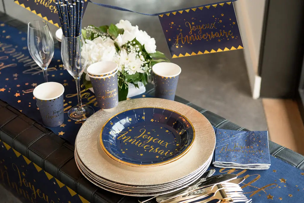 Placa Feliz Cumpleaños Azul (set de 10)