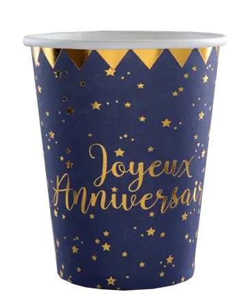 Vaso Happy Birthday azul (lote de 10)