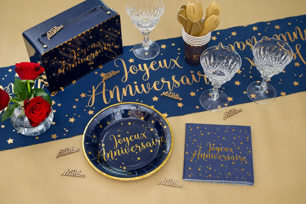 Urna de papel Feliz Cumpleaños Oro/Azul