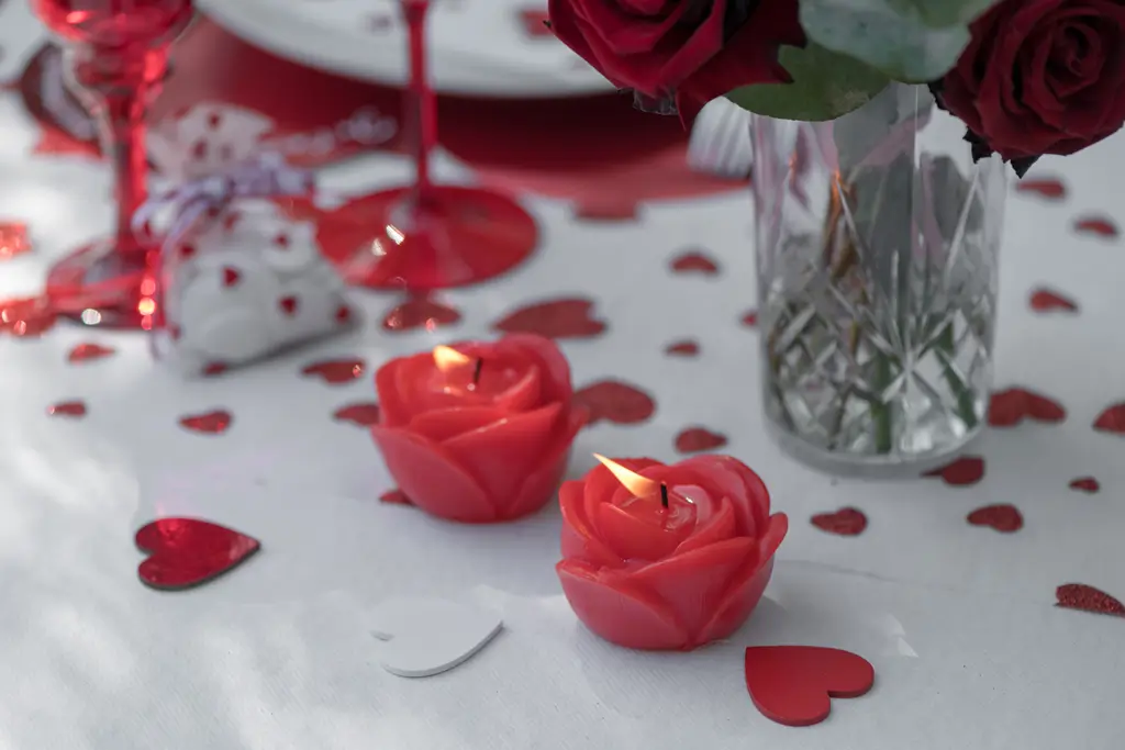 Vela flor esculpida rosa - Roja