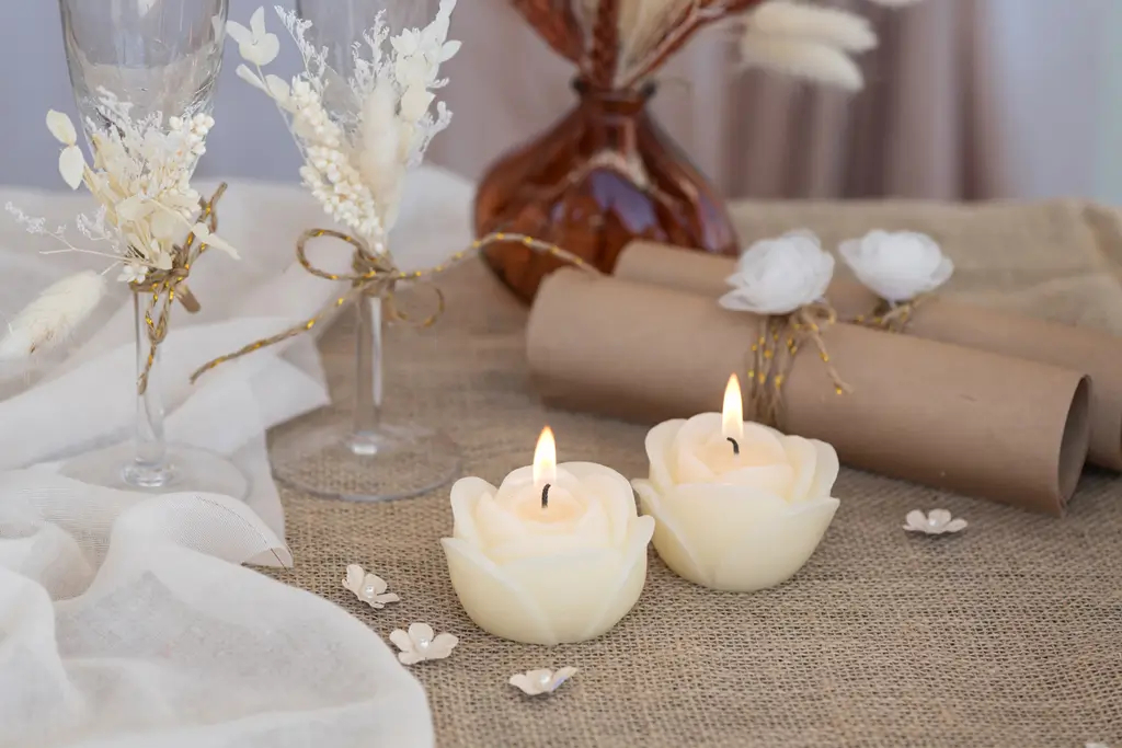 Vela flor esculpida rosa - Marfil