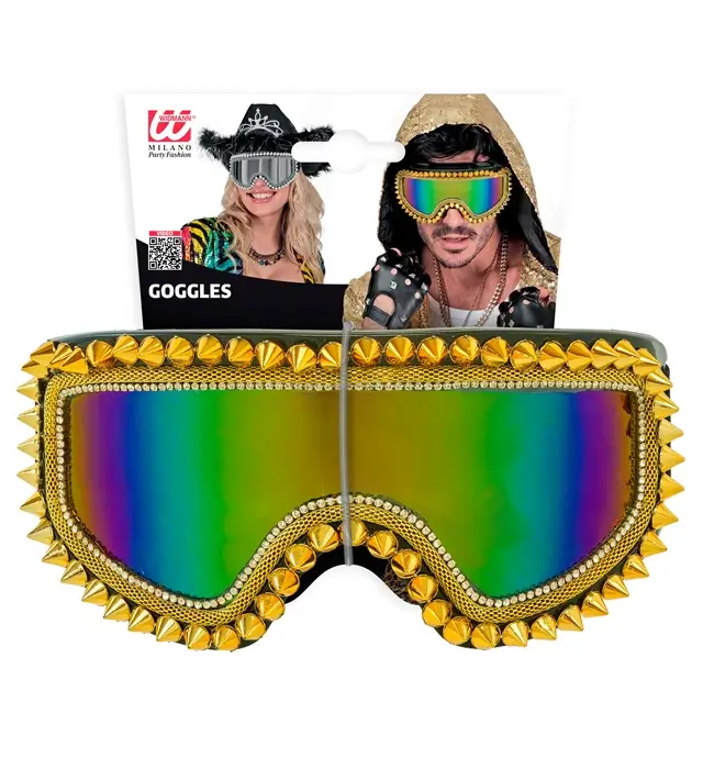 "FIESTA APRÈS-SKI GAFAS DE FIESTA DE INVIERNO CON TACHUELAS DORADAS Y STRASS".
