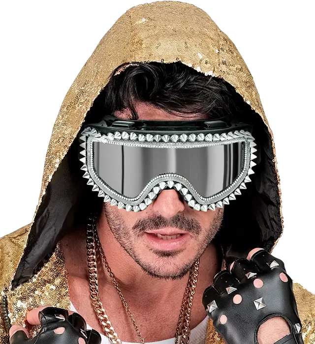 "FIESTA APRÈS-SKI GAFAS DE FIESTA DE INVIERNO CON TACHUELAS PLATEADAS Y STRASS".