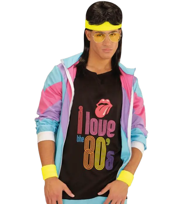 Set Completo Bandas Amarillo Neón – Banda para la Cabeza y 2 Muñequeras – Accesorio Disfraz Años 80