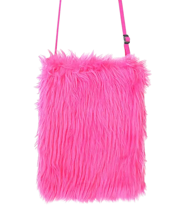 Bolso de Peluche Rosa Flúor – Accesorio Disfraz Pop Disco