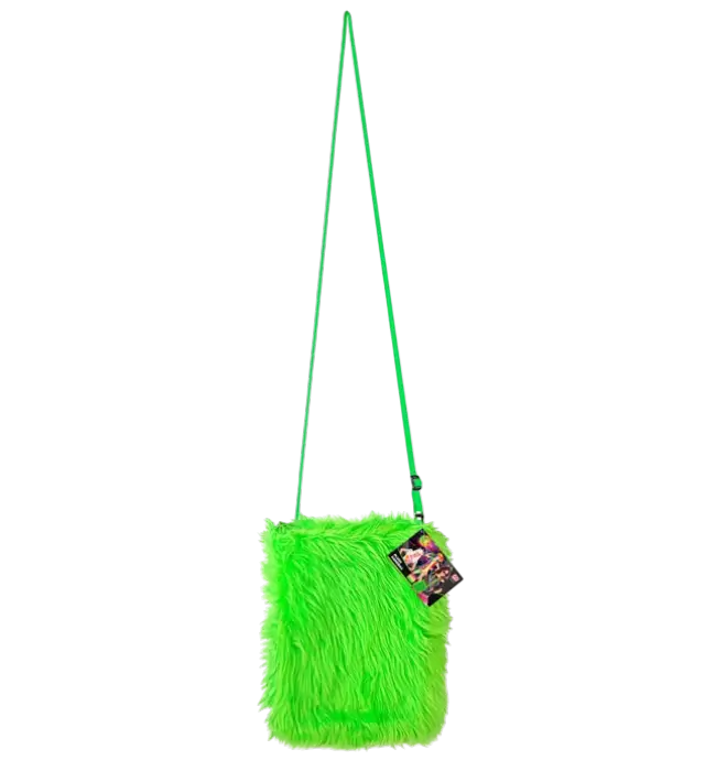 Bolso de Peluche Verde Flúor – Accesorio Disfraz Pop Disco