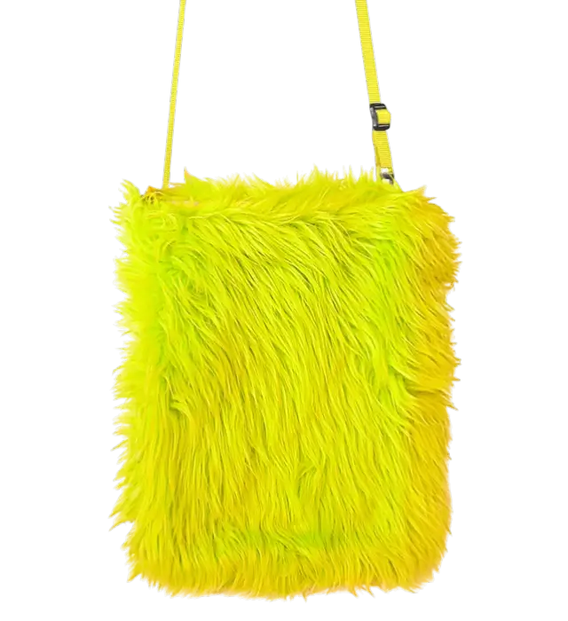 Bolso de Peluche Amarillo Flúor – Accesorio Disfraz Pop Disco