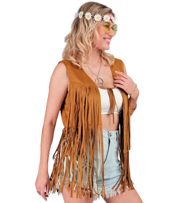 Chaqueta Hippie con Flecos Estilo Cowboy Western – Chaqueta Disfraz Años 70