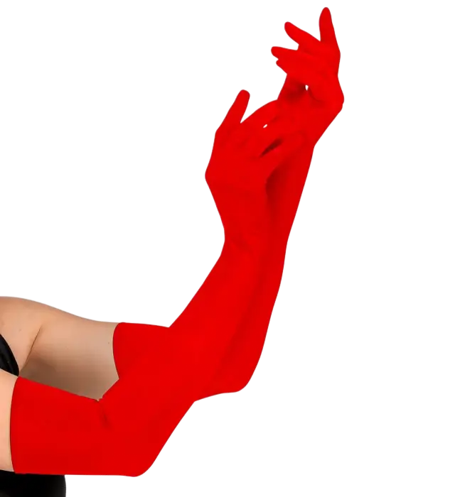 " GUANTES ROJOS LARGOS DE ELASTANO 60 cm - también aptos para hombre