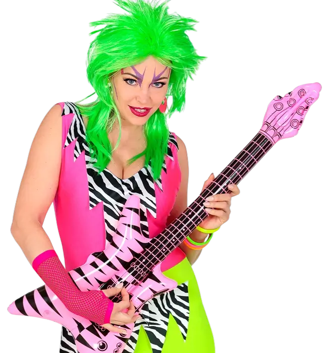 Guantes de Rejilla Rosa Neón 33 cm – Accesorio Disfraz Años 80