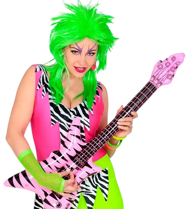 Guantes de Rejilla Verde Neón Sin Dedos 33 cm – Accesorio Disfraz Años 80