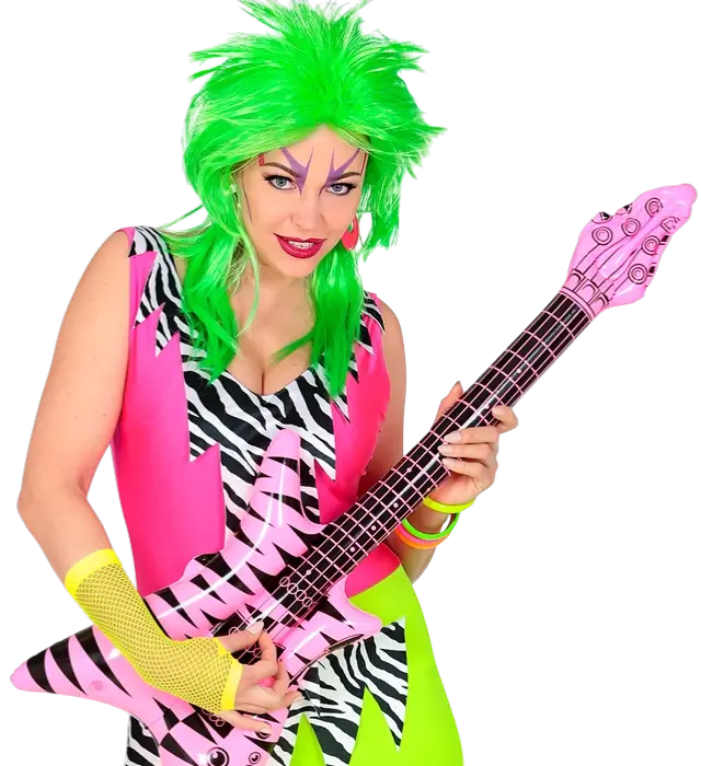 Guantes de Rejilla Amarillo Neón Sin Dedos 33 cm – Accesorio Disfraz Años 80