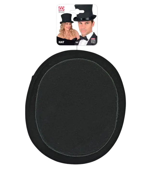 Sombrero de Copa Negro de Fieltro Efecto Lana 16 cm – Accesorio Disfraz Elegante