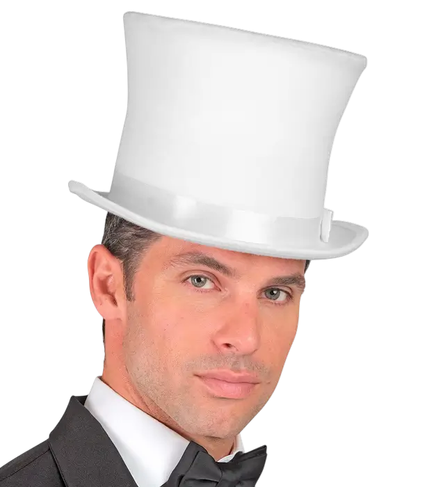 Sombrero de Copa Blanco de Fieltro Efecto Lana 16 cm – Accesorio Disfraz Elegante