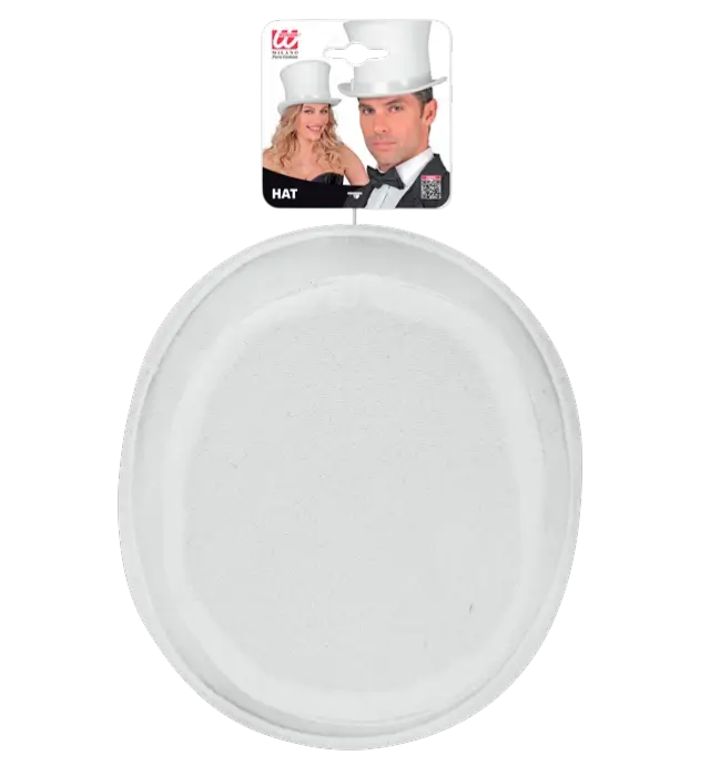 Sombrero de Copa Blanco de Fieltro Efecto Lana 16 cm – Accesorio Disfraz Elegante