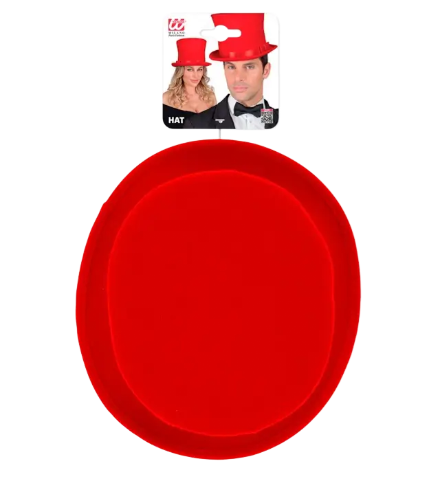 Sombrero de Copa Rojo de Fieltro Efecto Lana 16 cm – Accesorio Disfraz Elegante