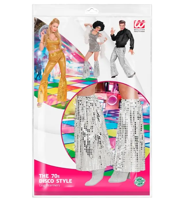 Calentadores Disco con Lentejuelas Plateadas – Estilo Años 70 – Accesorio Disfraz