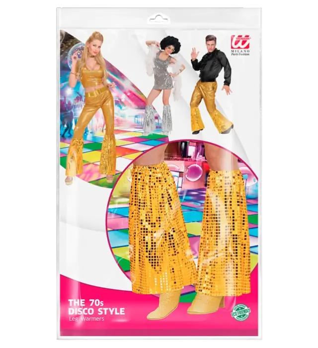 Calentadores Disco con Lentejuelas Doradas – Estilo Años 70 – Accesorio Disfraz