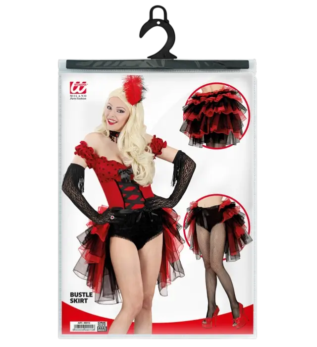 "FALDA BURLESCA Y GÓTICA CON ENCAJE NEGRO Y ROJO".