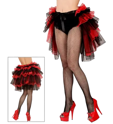 FALDA BURLESCA Y GÓTICA CON ENCAJE NEGRO Y ROJO.