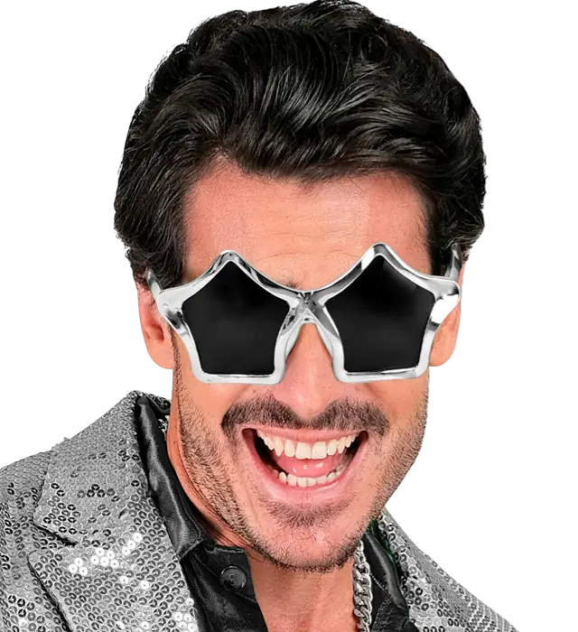 Gafas Estrella Plateadas – Gafas Fantasía – Accesorio Disfraz Festival