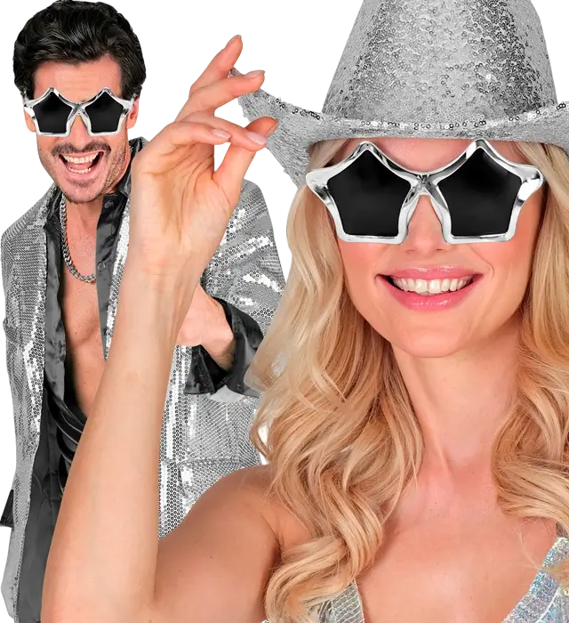 Gafas Estrella Plateadas – Gafas Fantasía – Accesorio Disfraz Festival