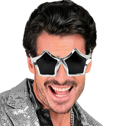 Gafas Estrella Plateadas – Gafas Fantasía – Accesorio Disfraz Festival