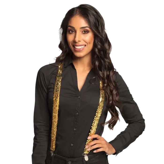 Tirantes de lentejuelas doradas