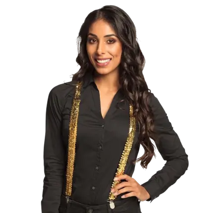 Tirantes de lentejuelas doradas