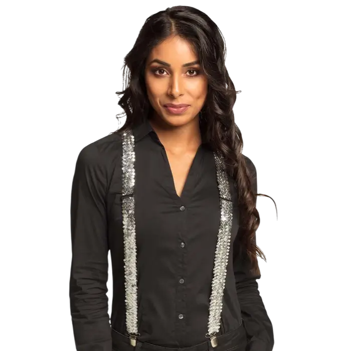 Tirantes de lentejuelas plateadas