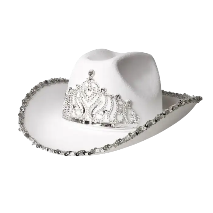 Sombrero vaquero con flecos para disfraz “Glimmer” – Blanco