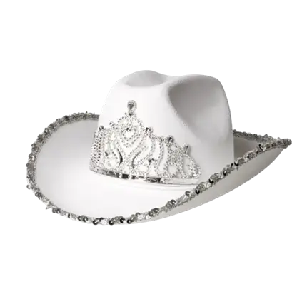 Sombrero vaquero con flecos para disfraz “Glimmer” – Blanco