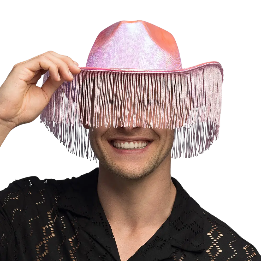 Sombrero vaquero con flecos para disfraz “Fabulous” – Rosa
