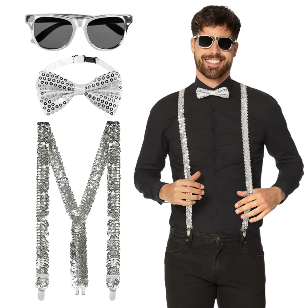 Juego de purpurina plateada