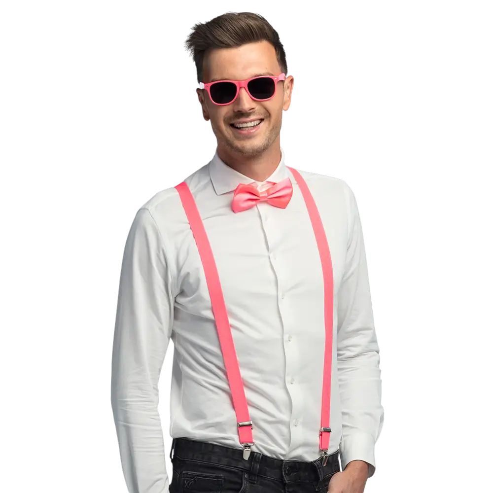 Kit de accesorios flúor para fiesta y disfraz – Rosa flúor