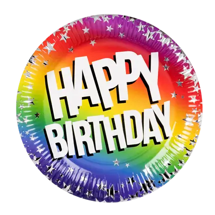 Set de 10 platos de papel Feliz cumpleaños arco iris (XL)
