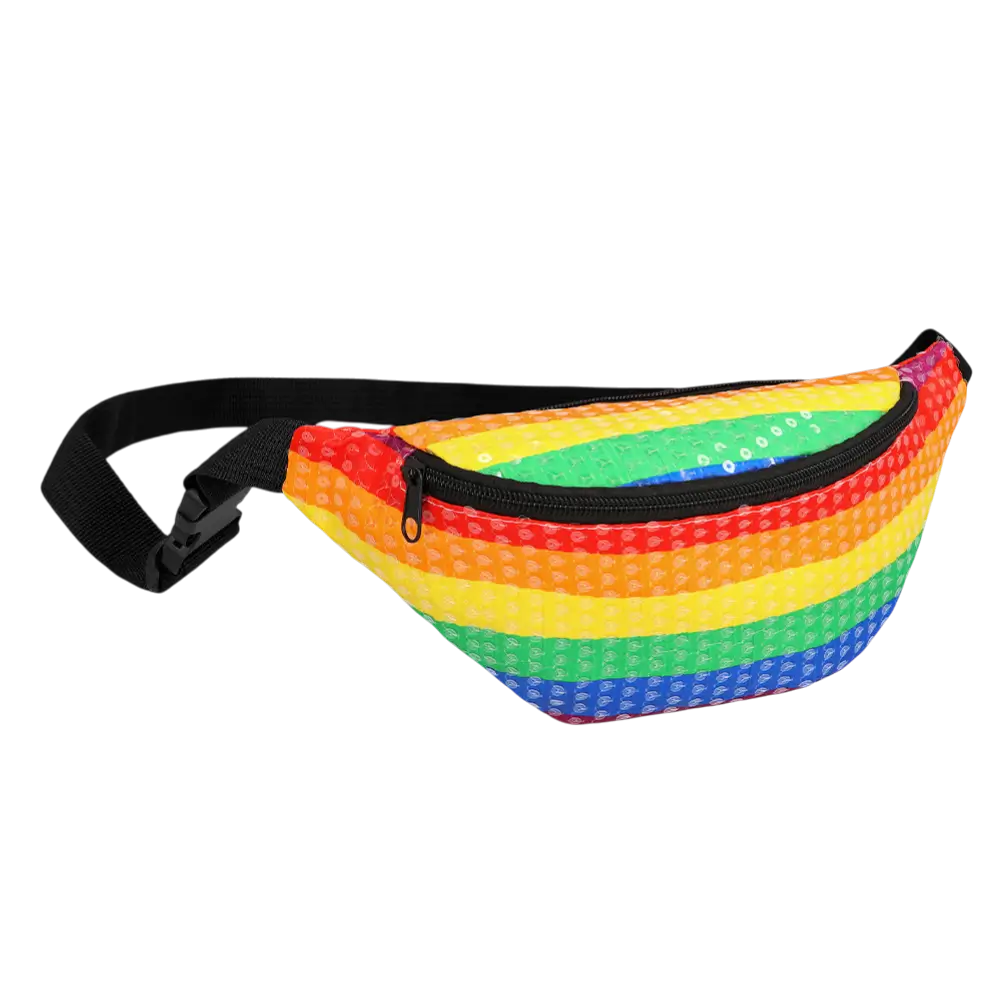 Riñonera de lentejuelas arco iris