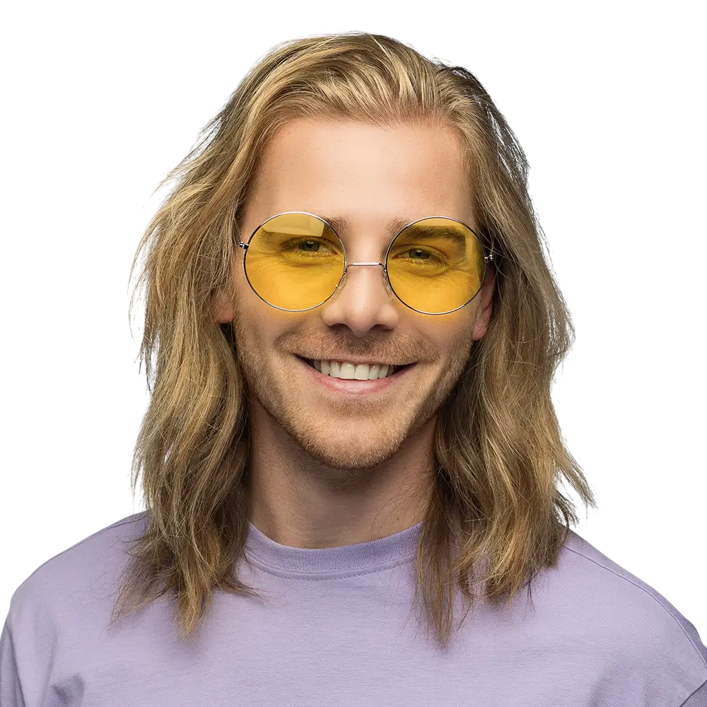 Gafas de fiesta Hippie XL amarillas