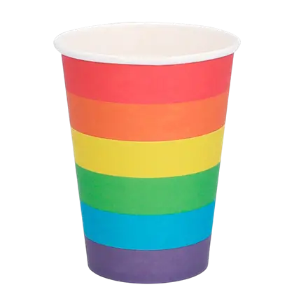 Set de 8 vasos de papel Rainbow 25cl