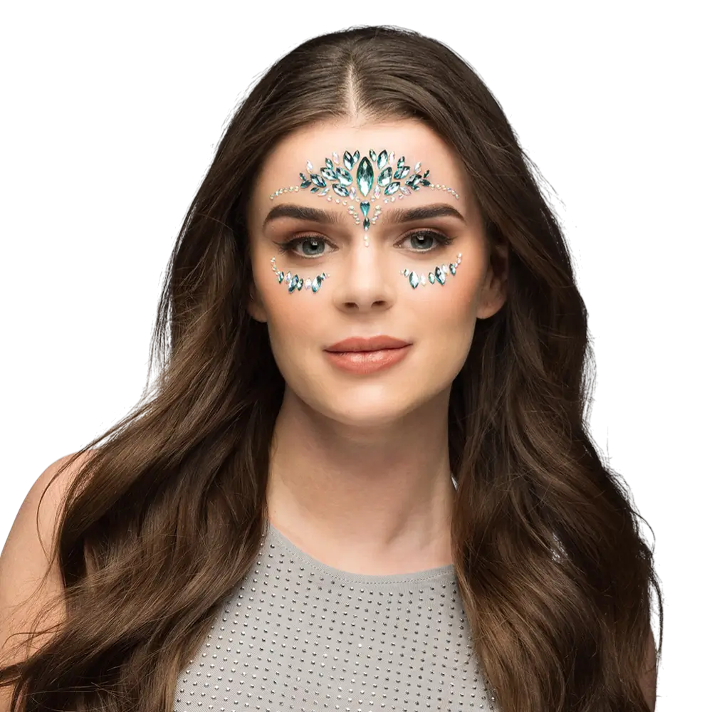 Strass adhesivos para rostro “Emilia” – Turquesa