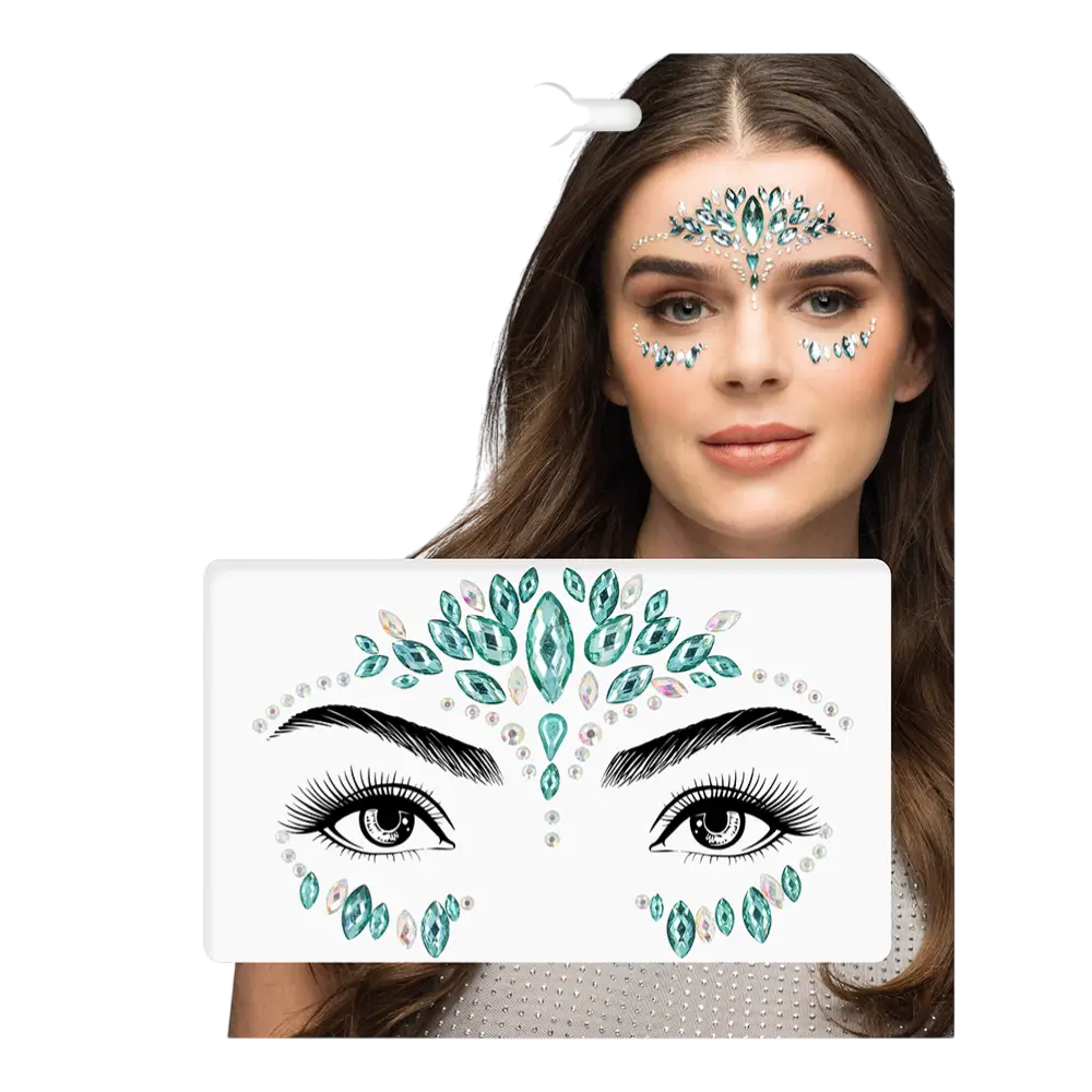 Strass adhesivos para rostro “Emilia” – Turquesa