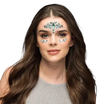 Strass adhesivos para rostro “Emilia” – Turquesa