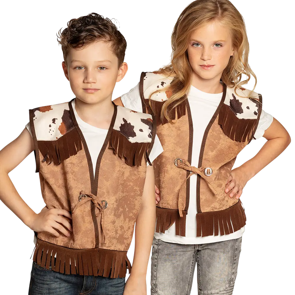 Chaqueta de punto Western camel para niños (7-9 años)