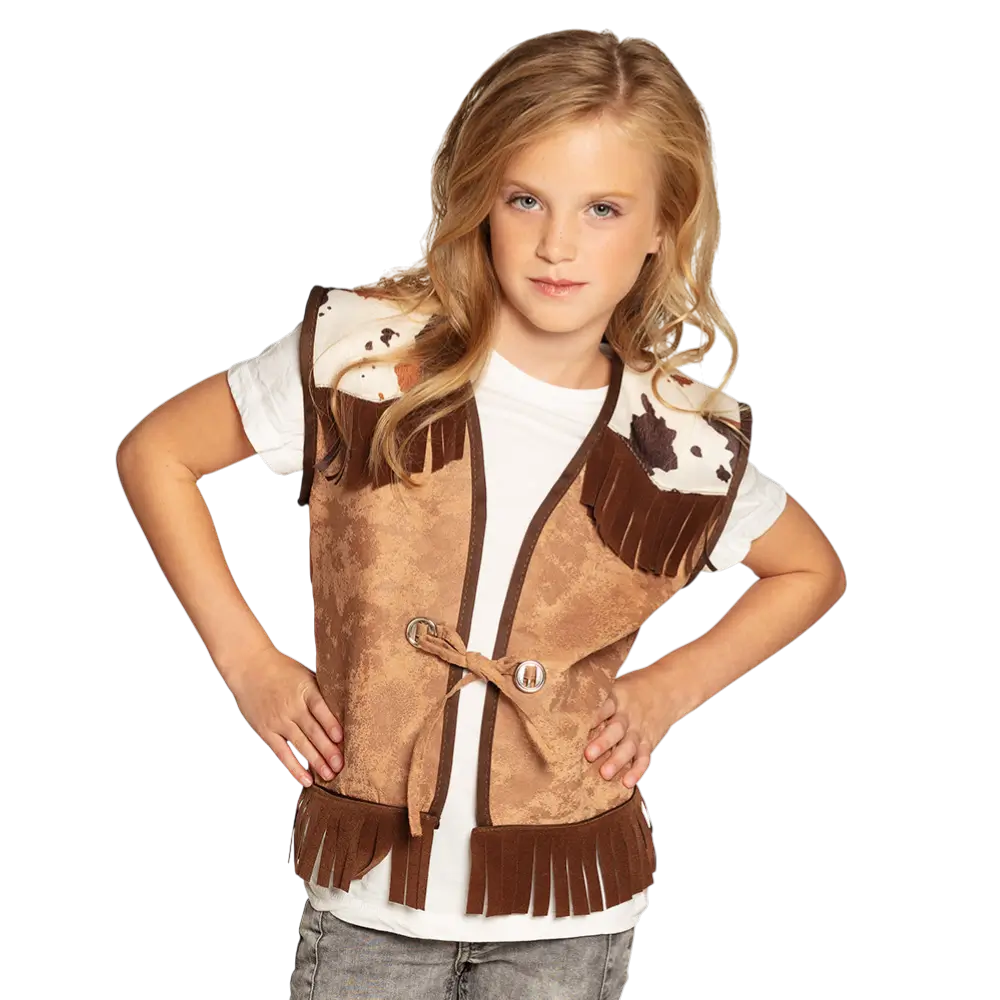 Chaqueta de punto Western camel para niños (7-9 años)