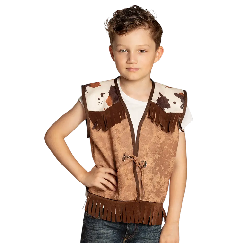 Chaqueta de punto Western camel para niños (7-9 años)