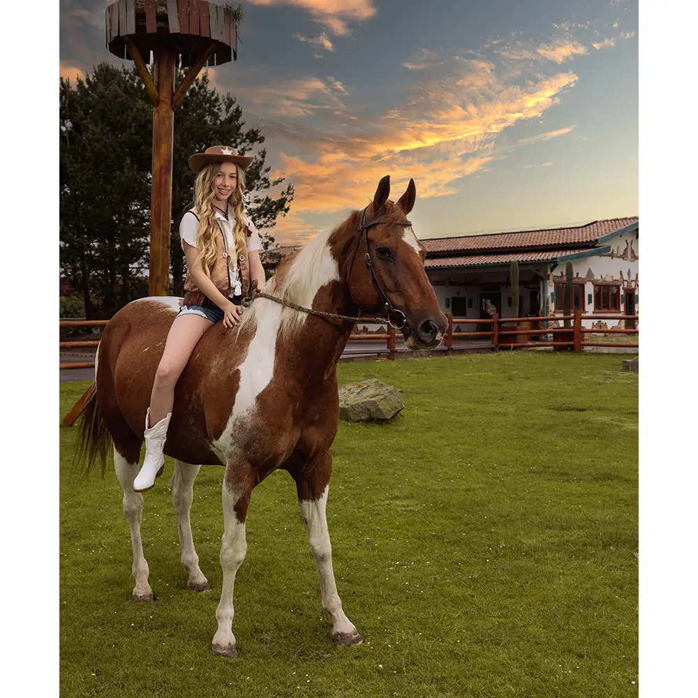 Chaqueta de punto Western camel para niños (7-9 años)