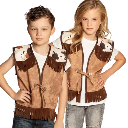 Chaqueta de punto Western camel para niños (7-9 años)