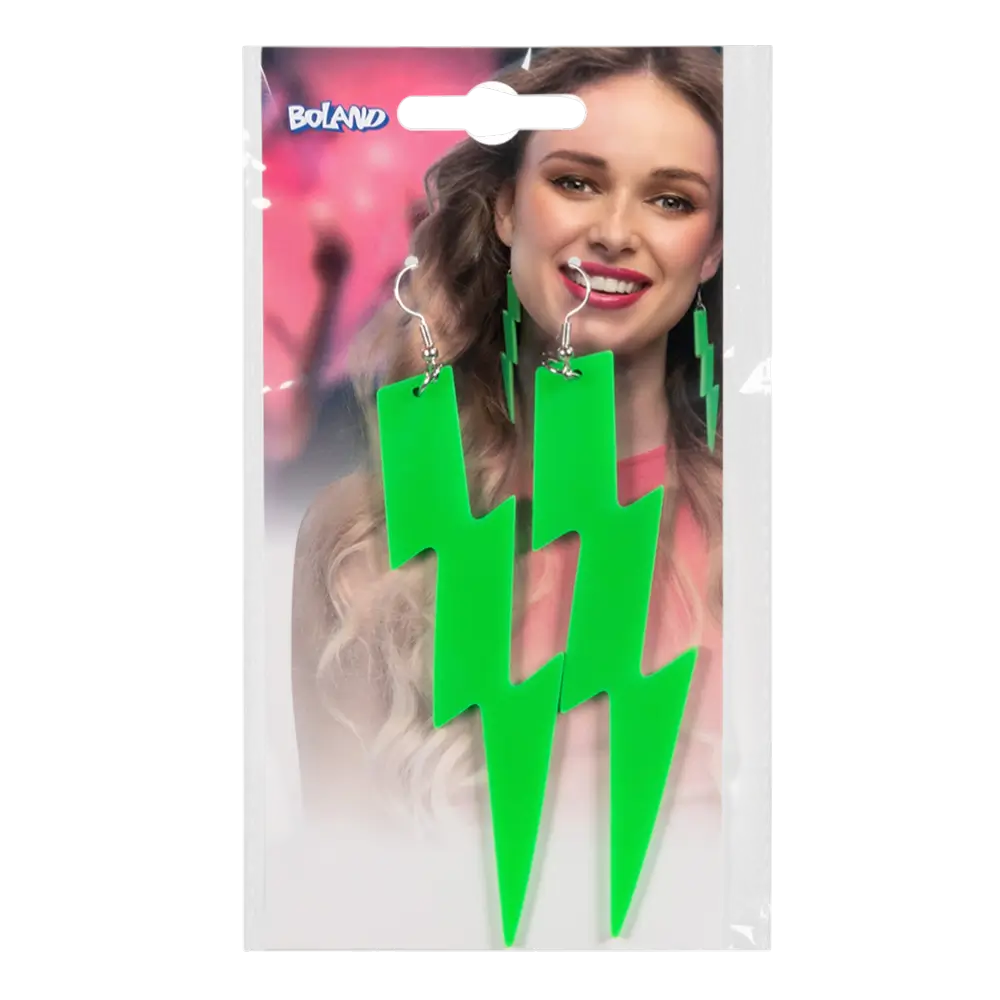 Par de pendientes Flash verde neón