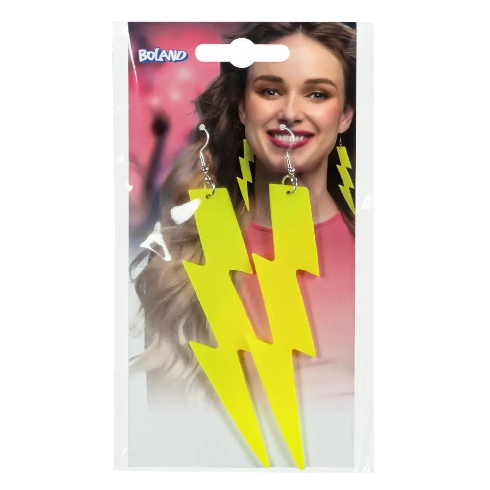 Par de pendientes Flash amarillo neón